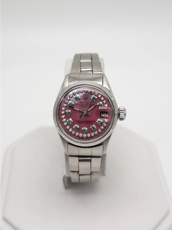 Rolex Jewelry - Estate $8000 ROLEX DATEJUST Pink MOP Emerald Diamond SS Ladies Watch